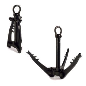 A black anchor with two different angles of the same angle.