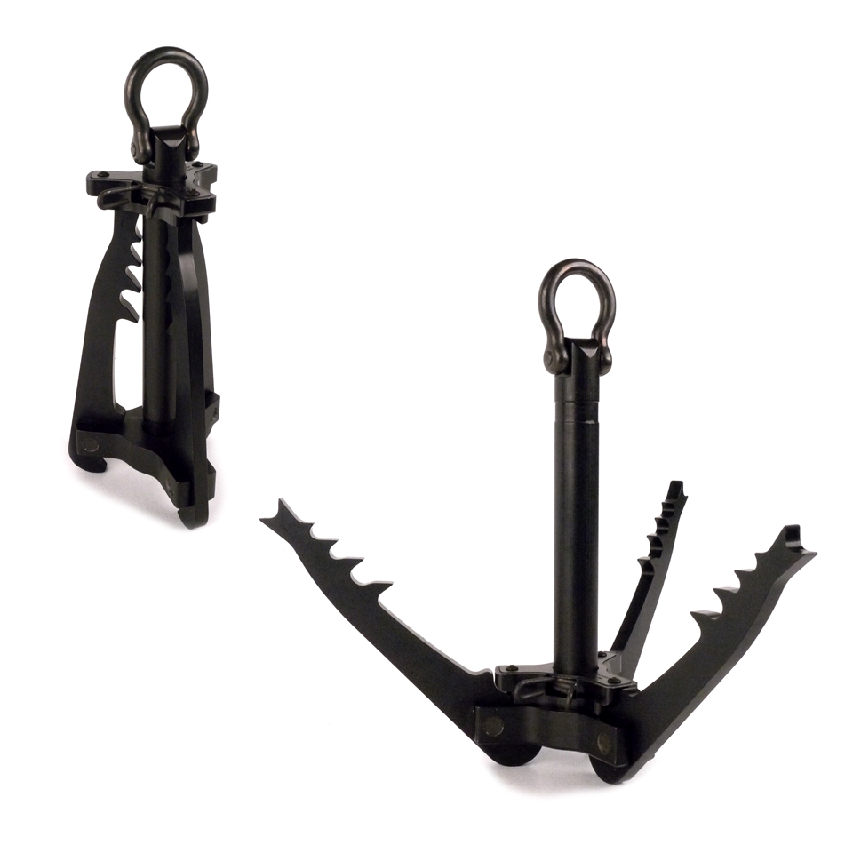 A black anchor with two different angles of the same angle.
