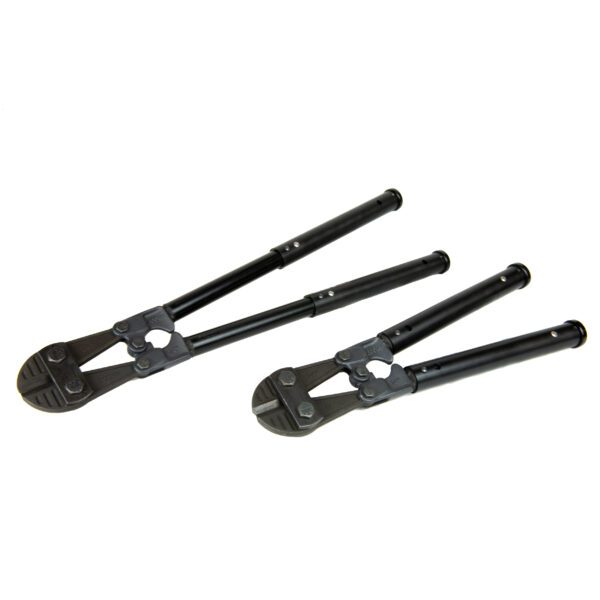 A pair of black wrenches are laying on top of each other.