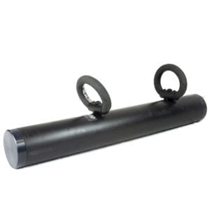 A black bar with two rings on top of it.