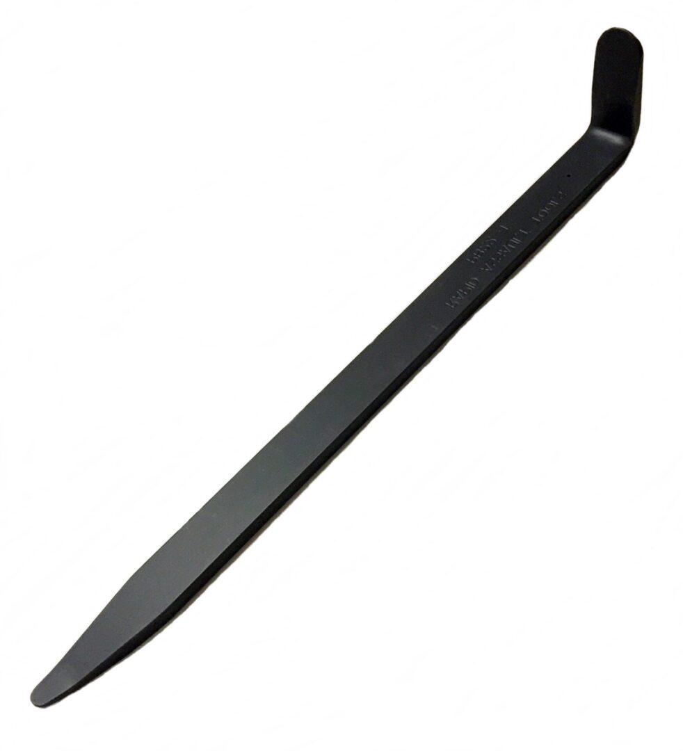 A black plastic object is bent to the side.