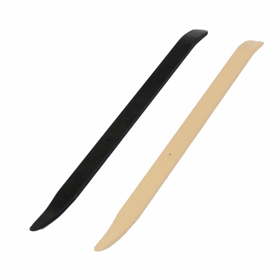 A pair of black and tan plastic handles.