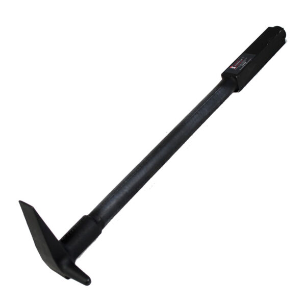 A black handle is on the ground