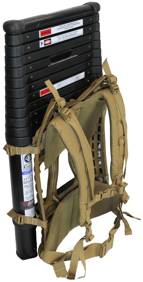 A backpack with a harness on it.