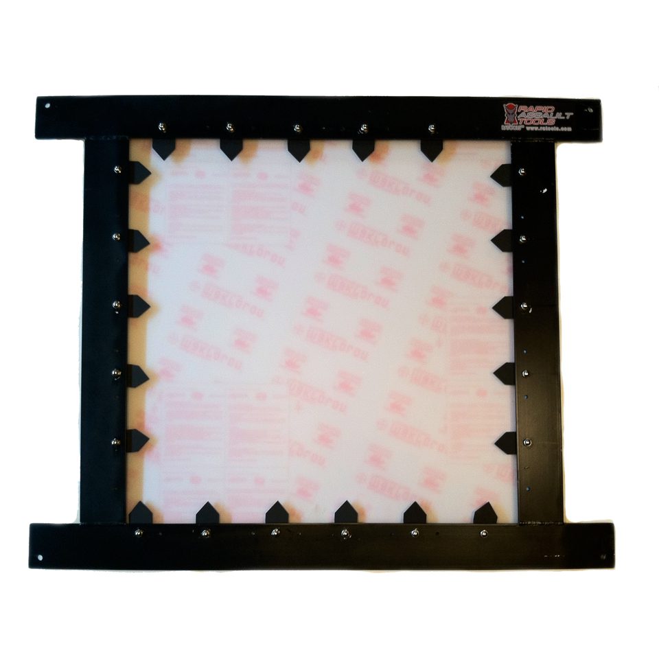 A black frame with white paper on top of it.
