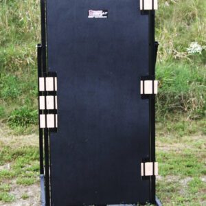 A black box with two gold bars on top of it.
