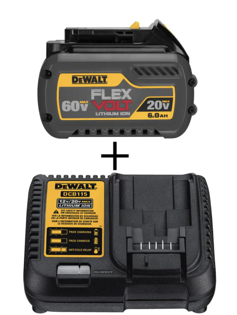 A black and yellow box with a charger