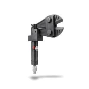A black and silver piece of equipment on a white background