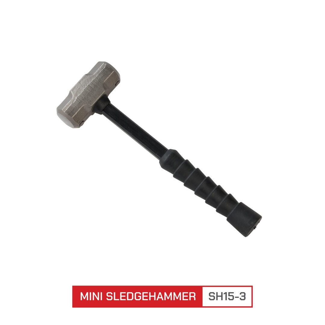 A hammer with a long handle is shown.