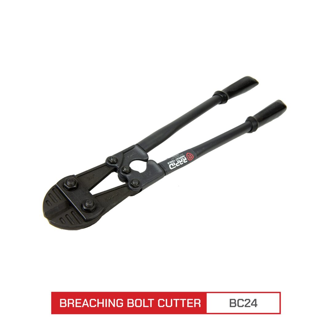 A black metal pipe cutter with two handles.