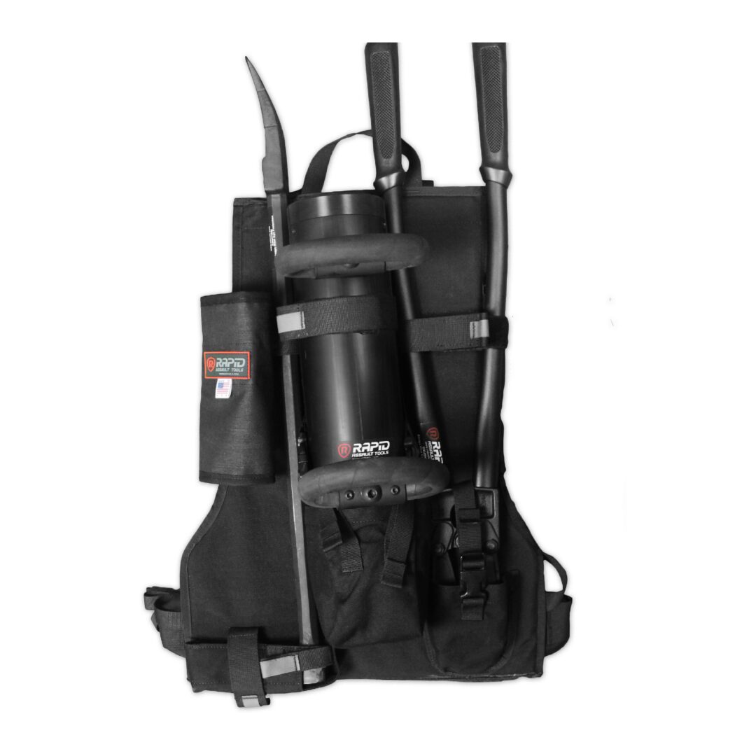 A backpack with many items on it