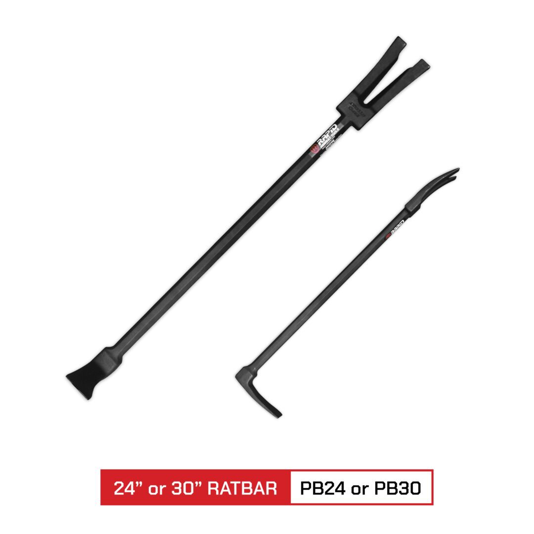 A black pole and a red handle