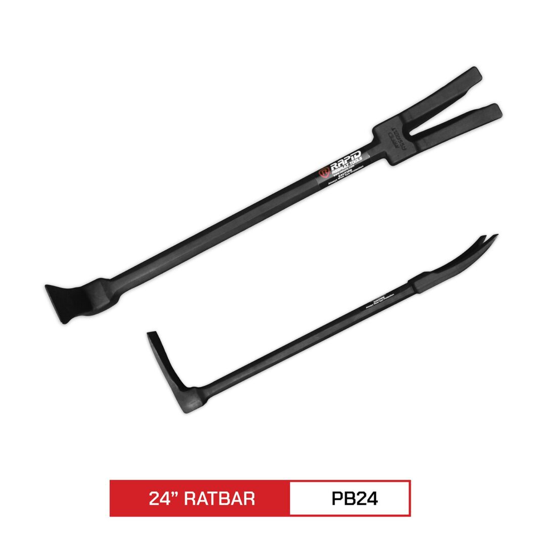 A pair of black tools sitting on top of a white table.